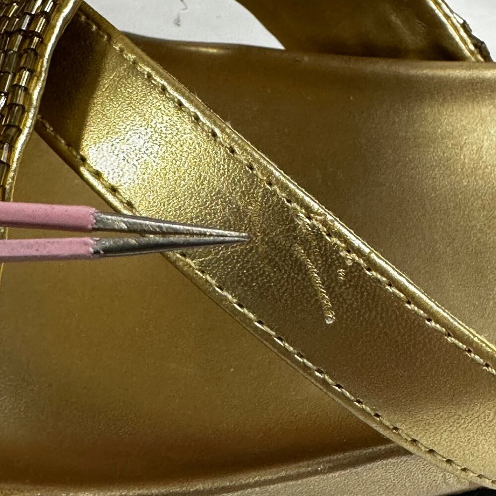 Womens Croft & Barrow Gold Beaded Strappy Slide Sandals  Size 9 M Beach Vacation - Picture 8 of 8